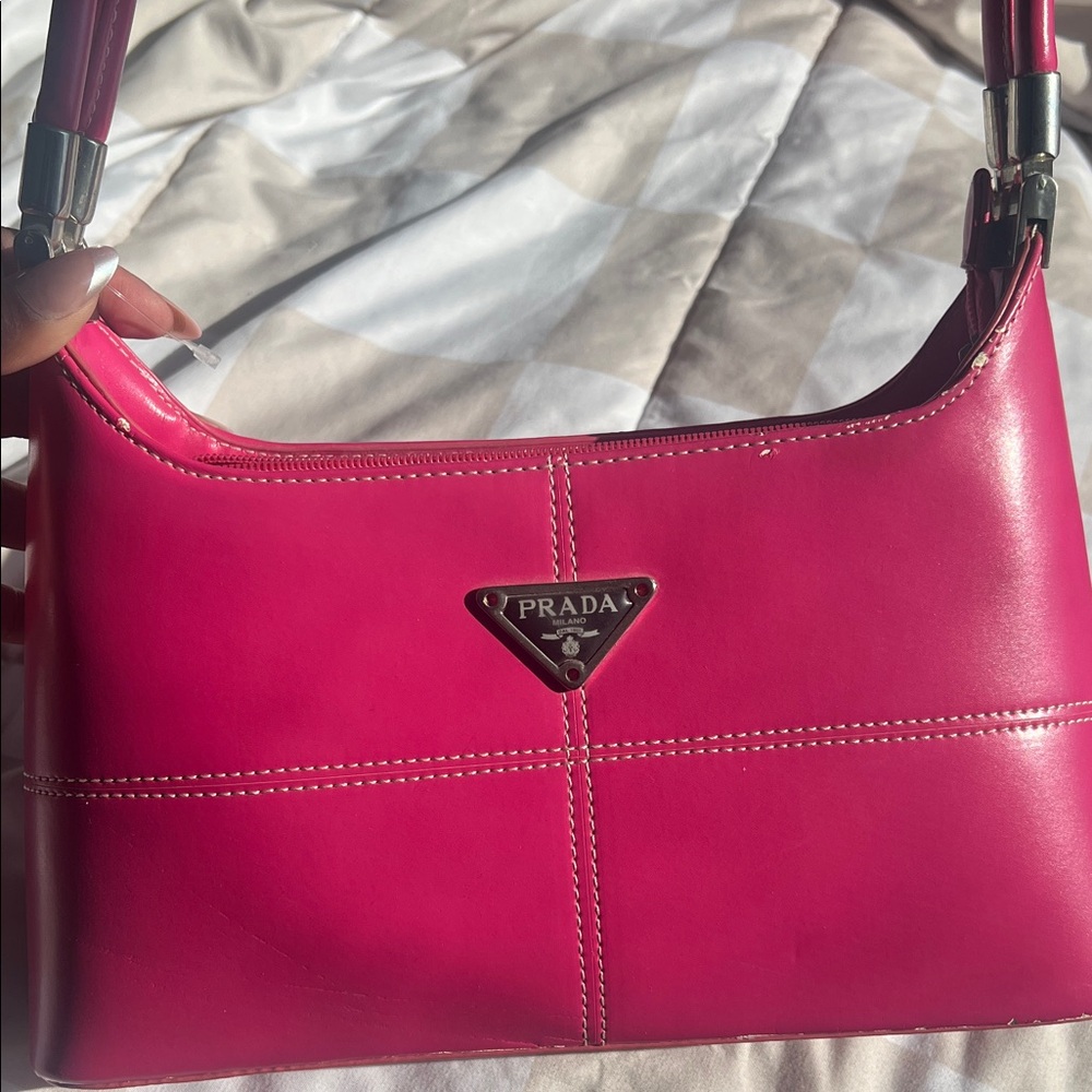 Prada Fuchsia y2k Leather Shoulder Bag